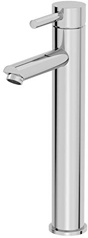Architeckt® Malmo Bathroom High Rise Tall Basin Sink Mixer Tap for Countertop Modern Mono Round Single Lever Handle Faucet for Sinks, Chrome