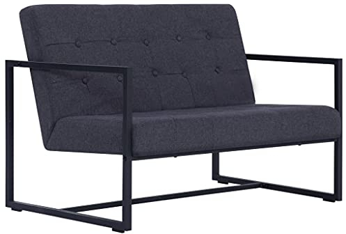 vidaXL Sofa mit Armlehnen Sessel Loungesofa Polstersofa Stoffsofa Couch Sofagarnitur Couchgarnitur Sitzmöbel Wohnzimmer 2 Sitzer Dunkelgrau Stahl Stoff