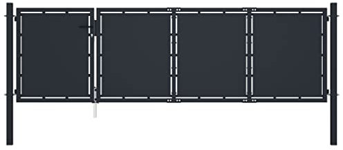 vidaXL Gartentor Gartentür Hoftor Hoftür Gartenpforte Zauntor Zauntür Einzeltor Tor Garten Zaun Pforte Eingangstor Stahl 350x100cm Anthrazit