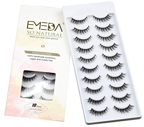 EMEDA Faux Cils Naturel 10 Styles, 10 Paires Faux Cils Naturels 3D, Faux Cils Longs Et Duveteux Dramatique Cils, Natural False Lashes Wispy Cateye Eyelashes (A9)