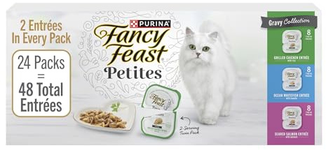 Purina Fancy Feast Gourmet Wet Cat Food Variety Pack, Petites Gravy Collection, break-apart tubs, 48 servings - (Pack of 24) 2.8 oz. Tubs