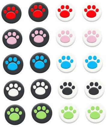 2 tapones de silicona analógicos para palanca de mando de pulgar de goma para PS5 PS4 Slim Pro PS3 Xbox One X S Elite Switch Pro Xbox 360 Wii u Controller Game Cute Cat Claw (Blanco-Rosa)