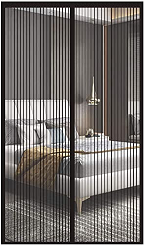 GOUTUI Zanzariera Finestra Magnetica 130x210cm Anti Zanzare Insetti Tenda Anti Zanzare Chiusura Automatica per Scorrevole Legno, Ferro, in Alluminio Porte, Nero A