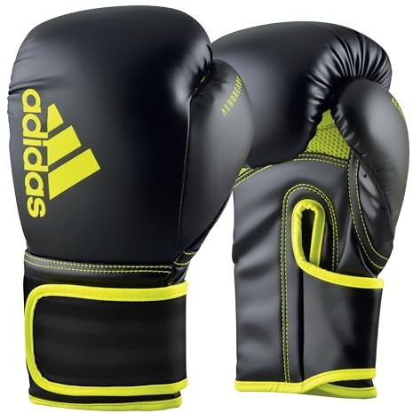 adidas Boxhandschuhe Hybrid 80 - geeignet fürs Boxen, Kickboxen, MMA, Fitness & Training - für Kindern, Männer oder Frauen - Schwarz/Gelb - 12 oz