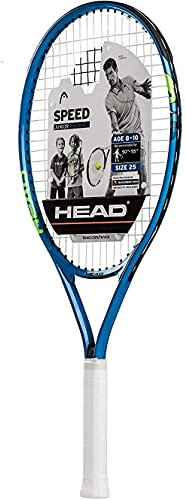 HEAD Speed 25 Junior Pre-Strung Tennis Racquet, Lightweight Youth Tennis Racket for Kids & Beginners, Durable Aluminum Frame, Age 8-10, 25 inch, Blue