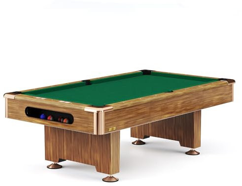 Stradivari Billardtisch Club Pro | Turnierqualität, kratzfester Bandenrahmen, robust | Eiche Natur Dekor | Indoor | Beinfreiheit 58 cm | K-55 Banden