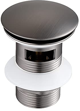 ZXC Pop Up Abfluss, Ablauf Ventil, runde Ablaufgarnitur für das Waschbecken, Grau