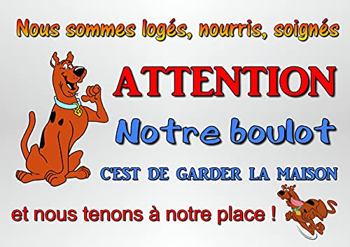 plaque attention chien humoristique au pluriel plusieurs chiens en métal 29 x 20 cm env réf 77