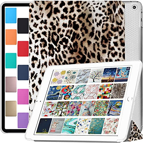 DuraSafe Cases Funda para iPad Air 1 2 iPad 5 6 Gen 9.7 [iPad 6th 5th Air 2nd 1st ] MRJN2LL/A MR7G2LL/A MR7F2LL/A MP2F2LL/A prueba de golpes con carcasa trasera transparente - Leopardo