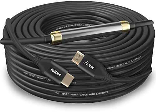 Fizttzon Câble HDMI 4K 2.0 haut débit avec amplificateur de signal 4K/60 Hz, 3D, 1080p, transfert 18 Gbit/s, noir