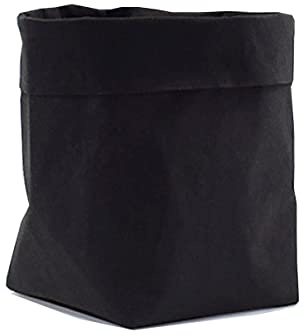 Jalach Dekorativer Papierkorb Übertopf Korb Aufbewahrungskorb aus waschbarem Papier Kraftpapier Deko-Box für Küche, Garten, Pflanzen, Arbeitszimmer, Büro (20 * 20 * 35cm, Schwarz)