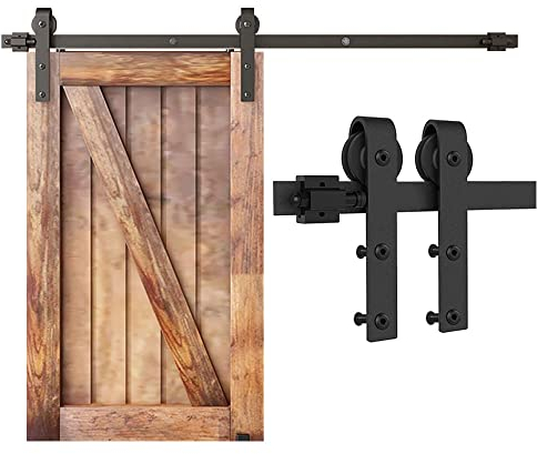 BONIKLUBA 6FT/183cm Mini Rail Porte Coulissante kit de Quincaillerie Suspendue Interieur pour Meuble TV à Porte Simple Petite Armoire (Pas de Porte D'armoire)