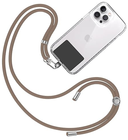 TBOC Band Handykette Schlüsselband Kette Handyschnur [Braun] Zum Aufhängen Nacken Umhängen Universal für Handy mit Pad [Schwarz] Handyband Patch Karabiner Handy Lanyard Schlüsselbänder