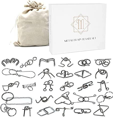 JasCherry Juego de 28 Piezas Juguetes Rompecabezas de Metal Alambre Set para Adultos IQ Juguete Logica Rompecabezas de Hierro Ingenio de Metalicos Juego Mentales para Niños y Adolescentes #5