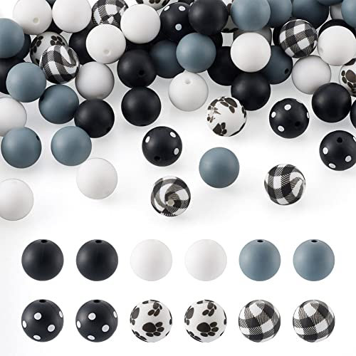 Boutigem 78 perline rotonde in silicone a forma di zampa/motivo a pois perline rotonde per la creazione di gioielli fai da te braccialetto collana artigianato casa decorazione