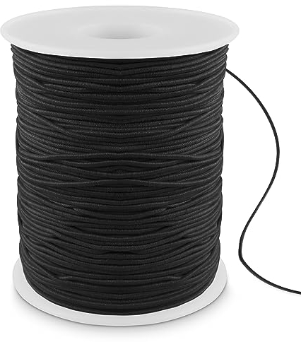 1mm X 100m Black Elastic for Bracelet Making, Elastic Bracelet String Cord, String Stretchy Thread for Bracelets Necklaces Jewelry Making, Beading, Knotting, Binding, Wrapping and Crafts (Black)