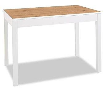 ASTIMESA - Mesa de Cocina Extensible - Mesa con Tapa de Cristal en Color Amazona - Estructura Tapa Laminado Blanco - Ideal para Espacios Pequeños - Mesa Extensible de 100 x 60 cm a 150 x 60 cm