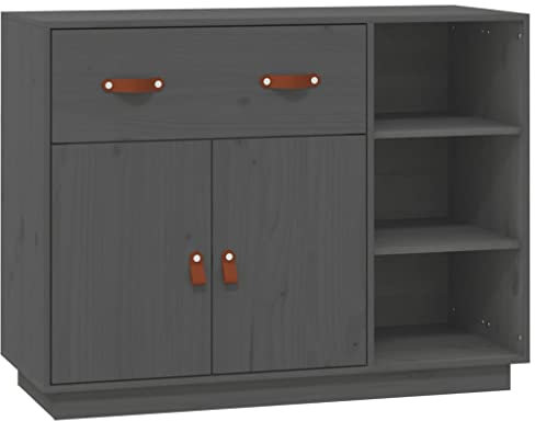 vidaXL Sideboard Schrank Anrichte Beistellschrank Kommode Mehrzweckschrank Standschrank Wohnzimmerschrank Grau 98,5x40x75cm Massivholz Kiefer