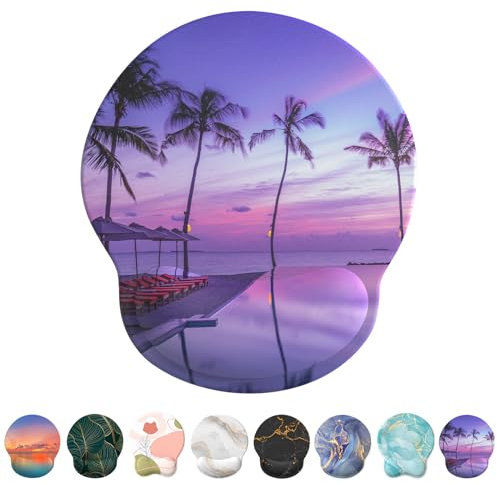 Giecy Mouse Mat Wrist Support, Ergonomic Gel Mouse Pad, Mouse Wrist Rest with Non-slip Base for Home Office Computer, Laptop (Purple Coconut Grove)