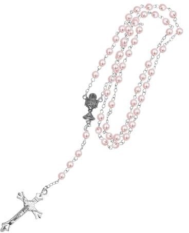 Widdle Gifts Rosenkranz zur Erstkommunion – Rosenkranz – Rosa Rosenkranz C6110/PK – 4222, 1, Kunststoff