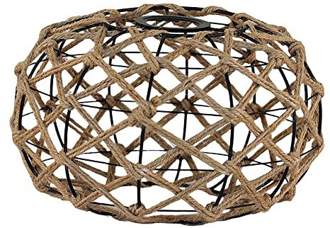 EKOKIM Cover per Lampada a Sospensione per Tessitura a Corda, Cover per Paralume da soffitto in Rattan, Lampadario per Esterni in Stile caserme da Soggiorno (E)