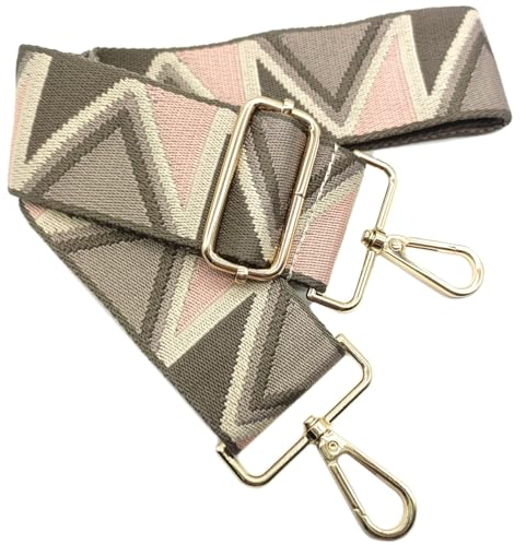 Verstellbarer Schultergurt Taschengurt Breit 5CM Beige Rosa Grau Khaki, Taschengurte Breit zum Wechseln mit Karabiner Gold, 80-130 cm Tragegurt Tasche für Damen Schulterriemen, Handtasche, 922