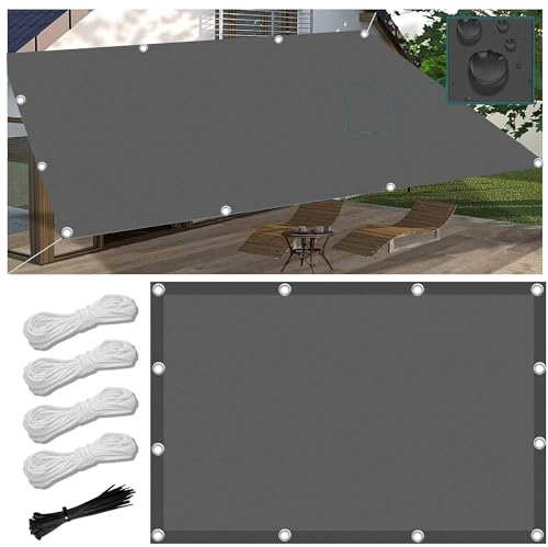 Toldo Vela de Sombra Rectangular 3x6M Impermeable Toldos Exterior Terraza Protección Rayos UV Resistente al Desgarro para Terraza Balcon Patio Exteriores Jardín con Ojales y Cuerdas de Fijación