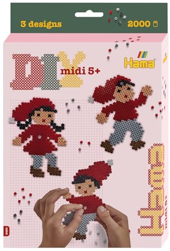Hama Perlen 3450 Bügelperlen Weihnachtsspaß, Geschenkpackung mit ca. 2.000 Midi-Perlen, Einer quadratischen Stiftplatte zum Zusammenstecken, Motivvorlage, Bügelpapier, für Kinder ab 5 Jahren