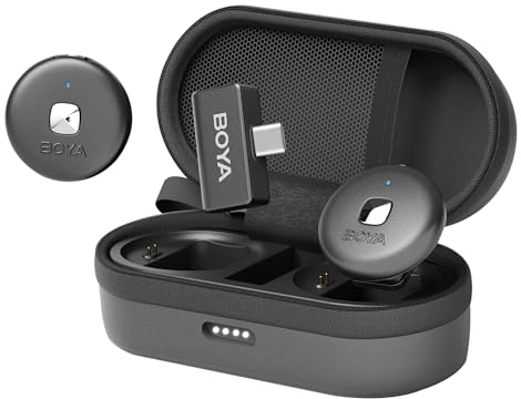 BOYA OMIC-U Lavalier Mikrofon Kabellos USB C, Mini Mikrofon Handy Android iPhone 15 iPad Vlog Podcast, Plug Play Drahtloses Ansteckmikrofon