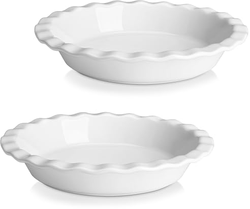 MALACASA Plats à Four, 2 Pièces 1000ML Plat à Tarte Rond pour Four en Céramique Antiadhésif, Moule à Pizza Individuel