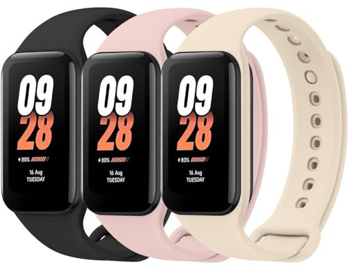 Tobfit 3 Piezas Correa Compatible con Xiaomi Smart Band 8 Active para Mujer Hombre, Silicona Suave Correas, Pulsera de Repuesto Deportiva Impermeable para Xiaomi Smart Band 8 Active Correa