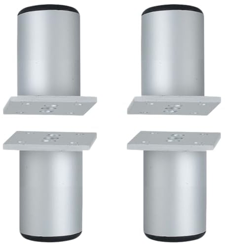 SZLXJMFL Tischbeine Mattes Aluminium, Möbelfüße, 4 Stück Tischfüße, Rund, Höhenverstellbar Höhe: 6-40cm Couchtisch/TV Tisch/Beistelltische/Kommode/Nachttisch Beine Ø38mm Aluminiumlegierung-10cm/4