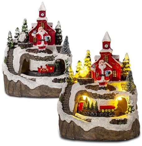 Weihnachtsdorf mit Beleuchtung und Musik Weihnachtsdorf Häuser Beleuchtet | Weihnachtsdeko Beleuchtetes Weihnachtsdorf Weihnachtshaus Beleuchtet, Batteriebetrieben, Nicht Enthalten (Ältere Menschen)