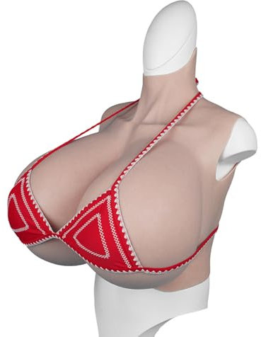 XSWL Crossdresser Breasts Huge Z Cup S Cup Silicone Breastplate Breasts Forms Fake Boobs for Transgender Cosplay Drag Queen,Tan,S cup