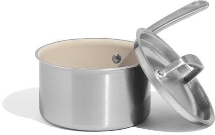 Made In Cookware - 2 QT Nonstick Ceramic Saucepan - 5 Ply Stainless Clad - Professional Cookware - Crafted in Italy - Induction Compatible