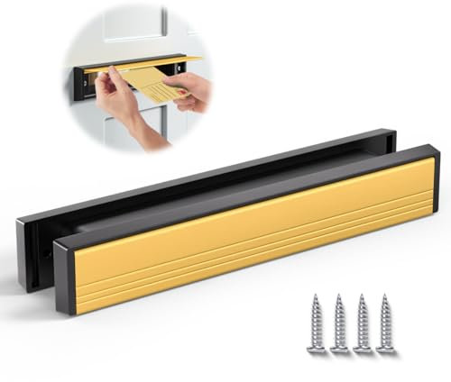 Bwintech 1 Set 325 * 50MM (12.8) Gold Aluminium Adjustable Depth Door Letterbox,Fit for 40-70mm Thickness Wooden,UPVC,Composite,Internal and External Doors