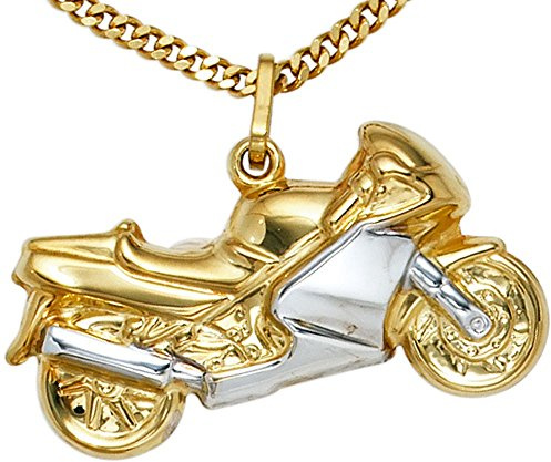 Anhänger Motorrad Bike 333 Gold Gelbgold rhodiniert bicolor Unisex