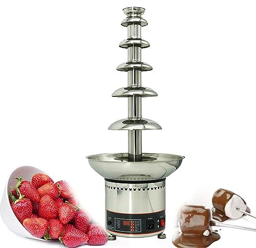 WOTZOV Fontana di Cioccolato fonduta, 4/5/6/7 Livelli Fontana di Cioccolato elettrica in Acciaio Inox Fonduta Cascata Macchina di Fusione per Cucinare Commerciale Famiglia Matri,6Tier