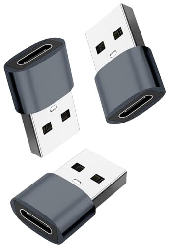 USB to USB C Adapter 3 Pack Plug & Play Type C to USB Adaptor for Fast Charging&Data Sync, High Heat-Resistant Aluminium Alloy USBC to USB Adapter Cable Converter for Notebook Tablet Smartphone Grey