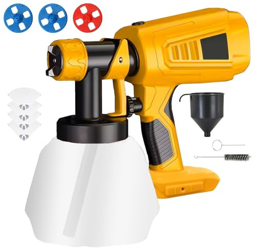 Cordless Paint Sprayer Compatible with DEWALT 18V, Powerful HVLP Spray Gun with 4 Copper Nozzles and 3 Patterns for Interior and Exterior,HousePainting,Fence,Walls,Ceilings(Bare tool)