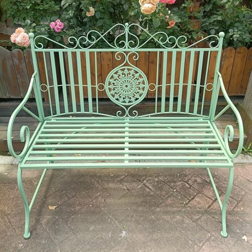 JINGSHIQIAOPL Elegante Gartenbank Metall, Parkbänke für Den Außenbereich, Max. 150 Kg Belastbar, Sitzgelegenheit im Vintage-Stil Sitzbank Outdoor für Terrasse, Veranda und Rasen