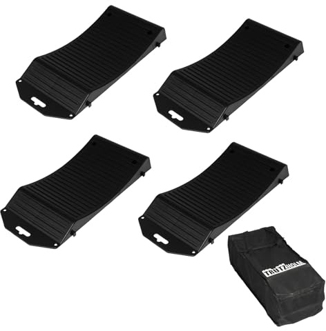 TRUTZHOLM 4 x Reifenschoner Ausgleichsrampe 3,5T 49x21x6 cm bis 18 Zoll Kunststoff Zusammensteckbar Ausgleichsrampe Überwinterung für Wohnmobil Wohnwagen PKW SUV