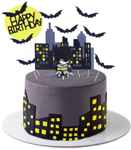Tortendeko Geburtstag Super Bat Hero Pack 17 Stück, Geburstagstorte Dekoration SuperHero Pack, Kuchen Deko Geburtstag, Happy Birthday Cake Topper