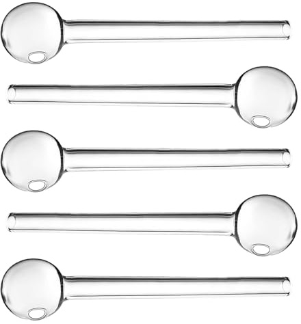 5 Pcs 10 cm Borosilicate Glass Pipes, Heat-Resistant Stirrers | Clear Round-End Reusable Tools For Drinks, Crafts And Home Use