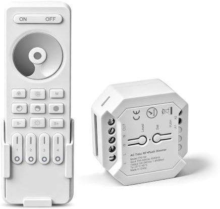 VIPMOON Wireless LED Dimmer with 4-Zone RF Remote Kit, Trailing Edge Dimming, Supports Push Switch & Remote Control, for Dimmable LED/Incandescent/Halogen Lights (AC 100V-240V)