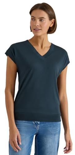 Damen Kurzarm Shirt mit V-Neck in Unifarbe