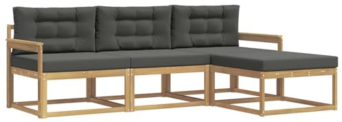 vidaXL Outdoor-Sofagarnitur 4 pcs Weiß und Anthrazit Polyester, Moderne Garten-Sofagarnitur, wetterfest, Bequeme Loungemöbel, stylische Sitzmöglichkeiten für den Hof