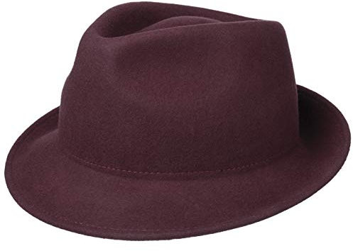 Lipodo Trilby Hut aus Wollfilz Herrenhut Made in Italy Herbst Winter Bordeaux S (54-55 cm)