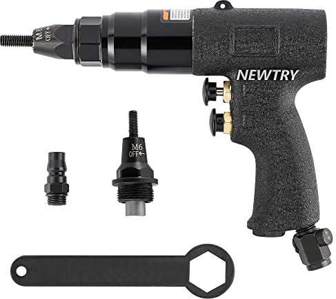 NEWTRY Blindniet-Pistole Pneumatisches Nietwerkzeug Nietzange Riveter 1/4 (6065 Pistole mit M4, M5 Kopf)