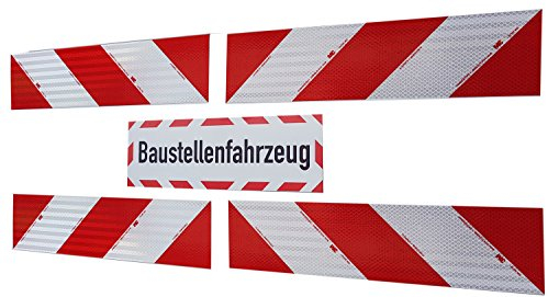 UvV Set 4 Stück 3M-Folien magnetische Kfz-Warnmarkierung Anwendungspaket Plus 45x15 cm Magnet Schild reflektierend (Baustellenfahrzeug)